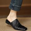 Huge soft~ French retro Muller half-drag pig nose shoes fashionable outer wear low heel thick heel bag head cool slippers female summer