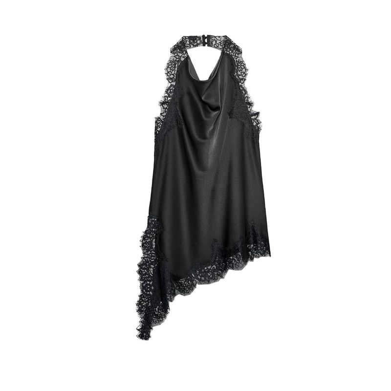 

Асимметричный подол Свисающий воротник Кружевные топы 5919203 Кружевная юбка миди из шелкового атласа с текстурой 5919204 Black Tops XS