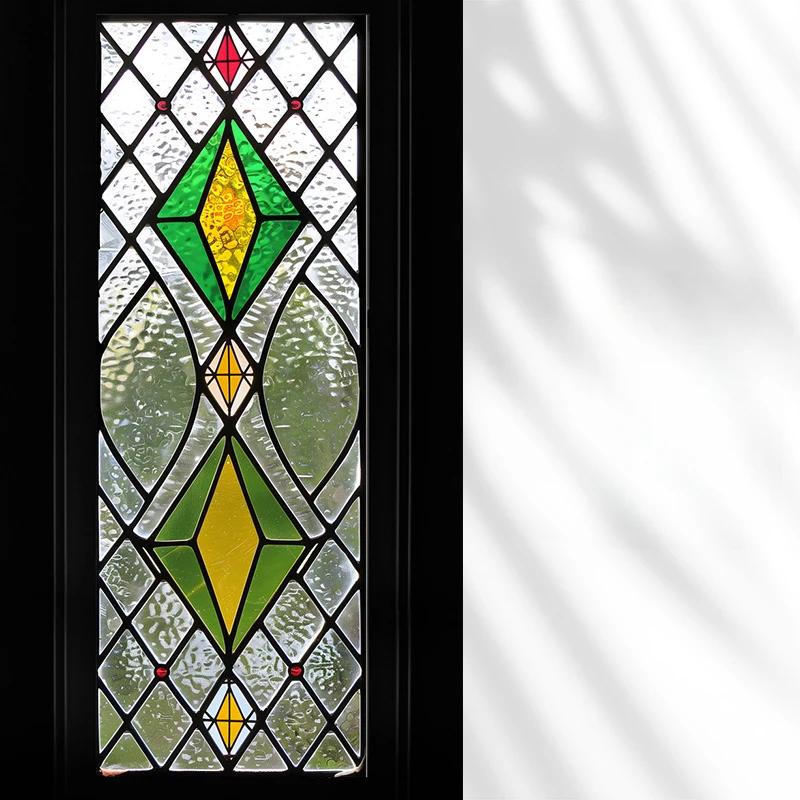 European Vintage Window Stained Glass Film Anti-peeping, Anti-light Electrostatic Scrub Window Sticker Stained Glass Decorative