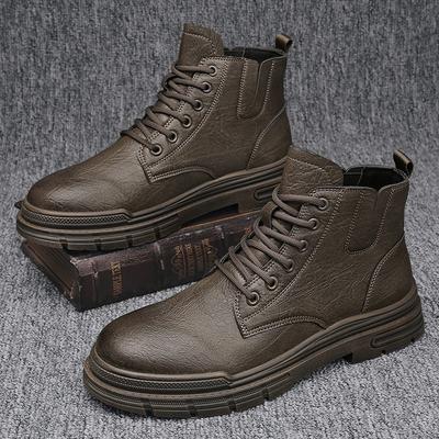 Men's Shoes Autumn and Winter 2024 New Internet Celebrity Martin Boots Men's British Style Trend Leather Tooling Boots Youth High Top