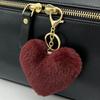 Keychain Fluffy Heart Charm Key Ring Artificial Faux Rabbit Fur Keychain Bag Pendant Car Key Decoration Luggage Tag Accessory