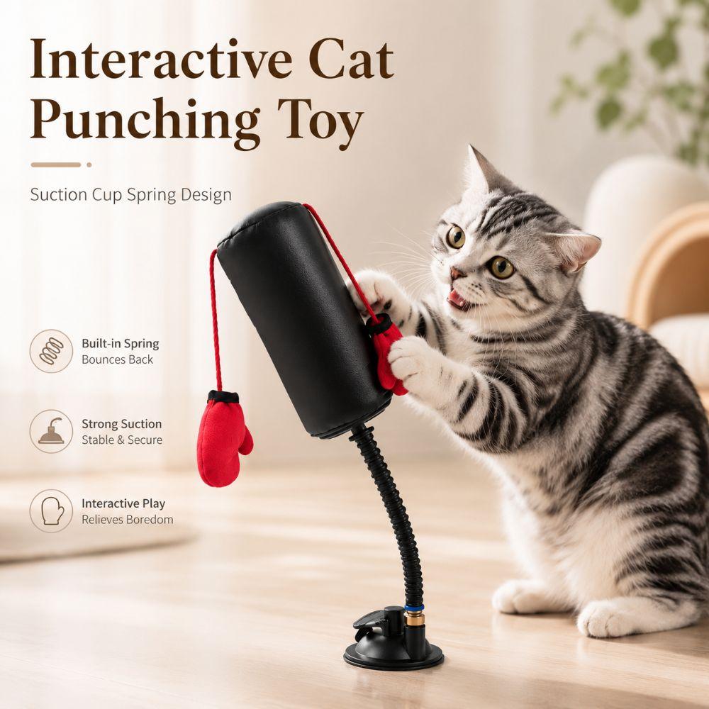 Cartoon Cat Boxing Toy Kitten Pet Supplies New Interactive Cat Toys