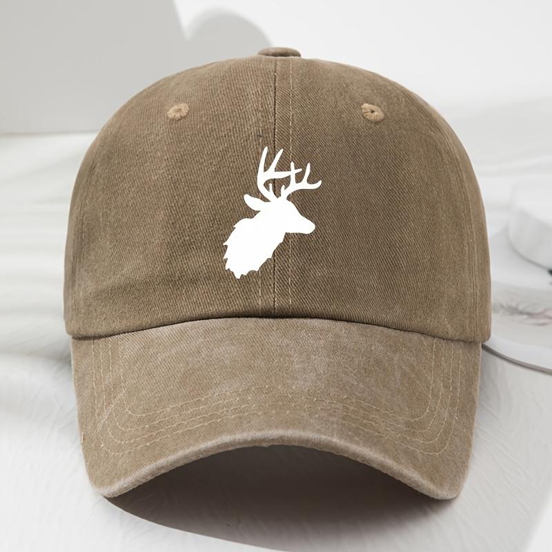 Baseball caps for men and women with deer pattern print, retro style, outdoor leisure style, minimalist design