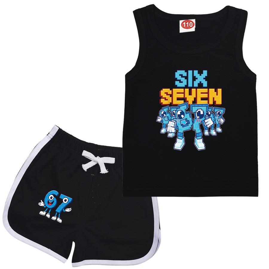 

9193 Kids Steal a Brainrot 67 Print Tank Shorts Tracksuit 100cm чорний