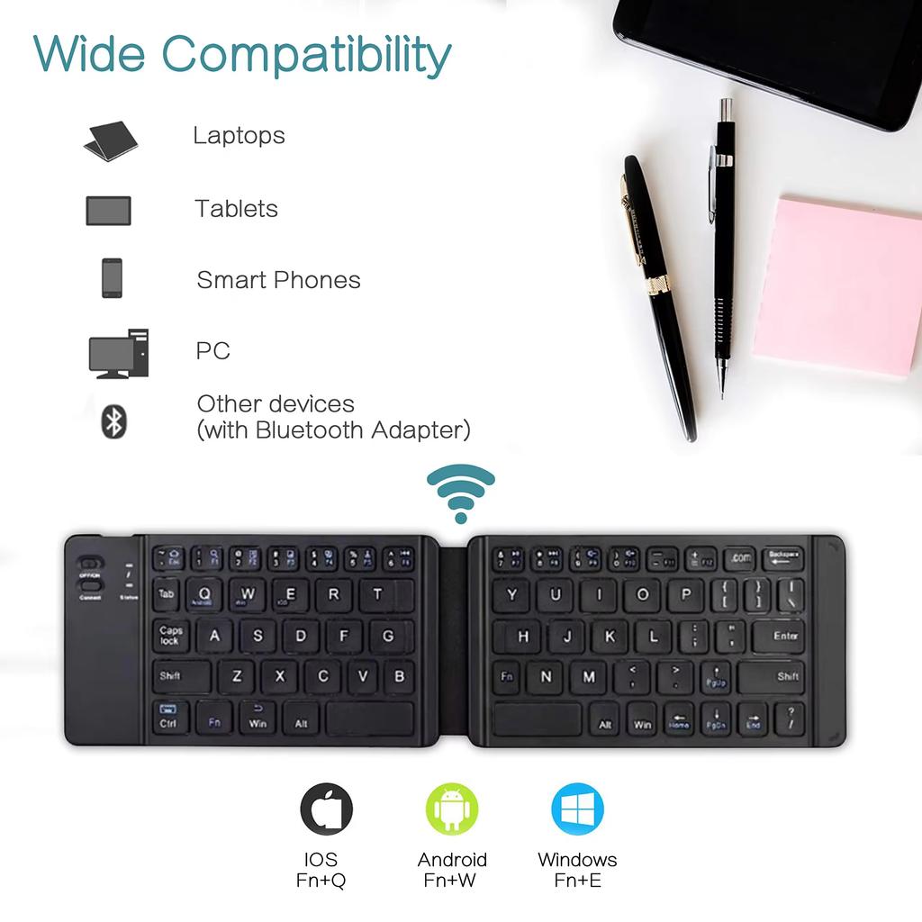 Oem Arabisch Spanisch Taschenformat USB Mini Bluetooth Faltbare Tastatur Doppelt faltbare Tastatur Faltbare Bluetooth-Tastatur