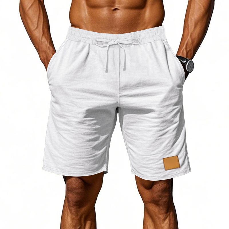Men s Lightweight Linen Breathable Solid-Color Beach Sports Casual Loose-Fit Shorts S белый
