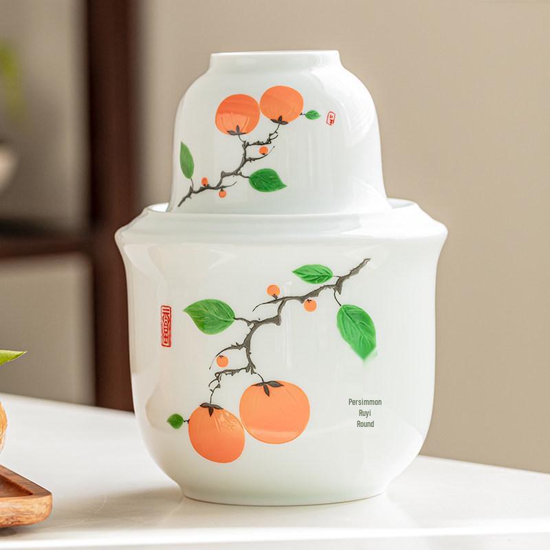 Chinese Style Yellow Wine Warmer Ceramic Pot Set - Half Jin and Two Liang