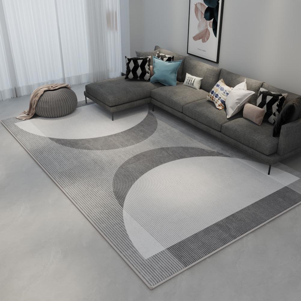 Nordic Non-Slip Gray Carpet: Versatile Light Luxury Rug for Living Room, Bedroom, or Bedside Use.