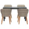 Garden Dining Set with Cushions 5 pcs Light Grey Poly Rattan
