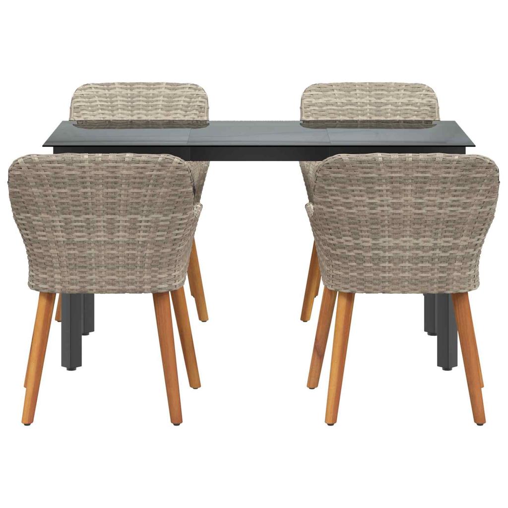 Garden Dining Set with Cushions 5 pcs Light Grey Poly Rattan