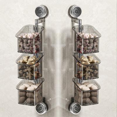Suction Cup Storage Rack with Drainage Holes Large Capacity Rotating Design Easy To Install Wall Mounted Kitchen Organizer