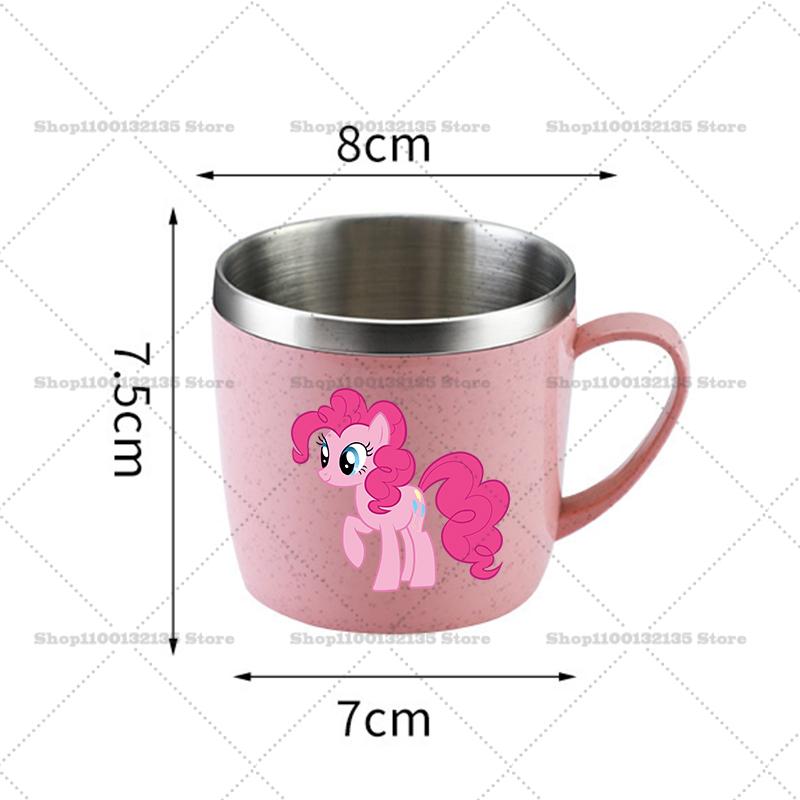 My Little Pony Water Bottle Kawaii Stainless Steel Cups Handle Coffee Milk Mug Tea Drink Home Office Gift Women for Kid Friendly Entertaining Fun Play