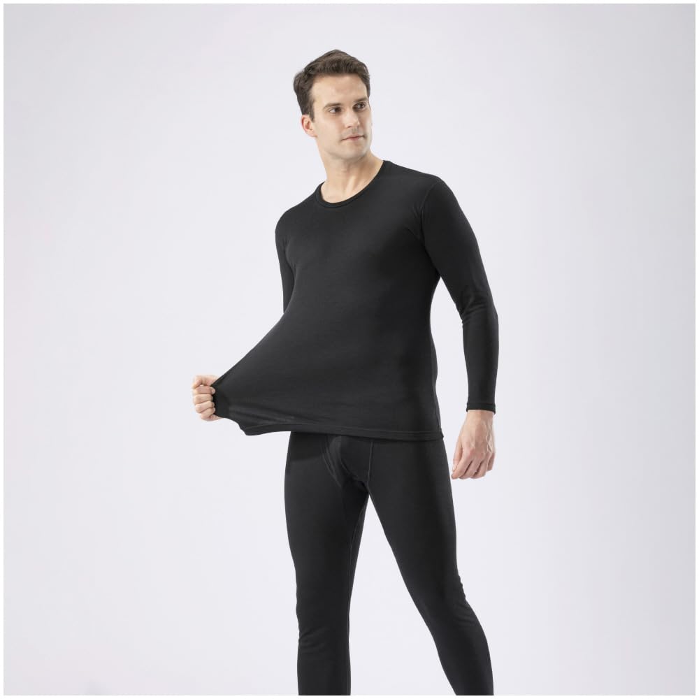 Mizuno Breath Thermo Thick for Crew Neck Long Sleeve Size LL Underwear, Heat-Generating Material, Active, Men's Shirt, Black,