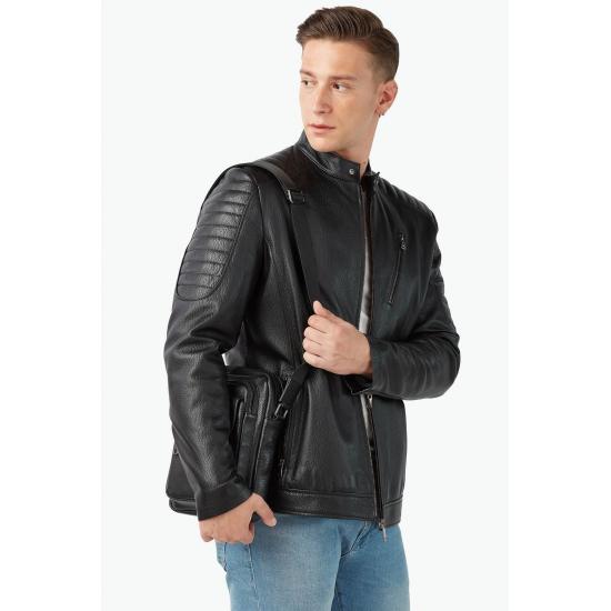 

Мужские куртки из натуральной кожи Luigi Black Jumbo Coat Regular Fit