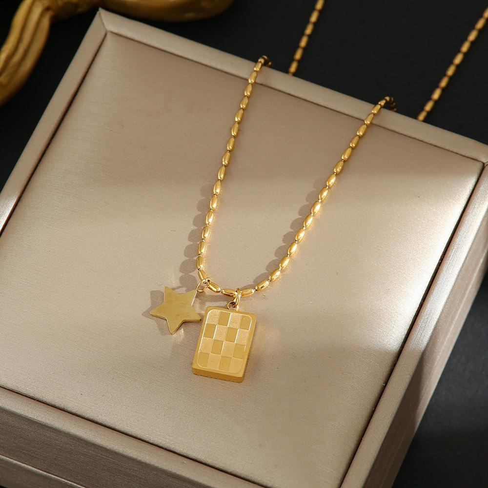 Colier din Oțel Titan Placat cu Aur de 18K, Lanț Claviculă de Înaltă Calitate pentru Femei - Bijuterii care nu se Decolorează