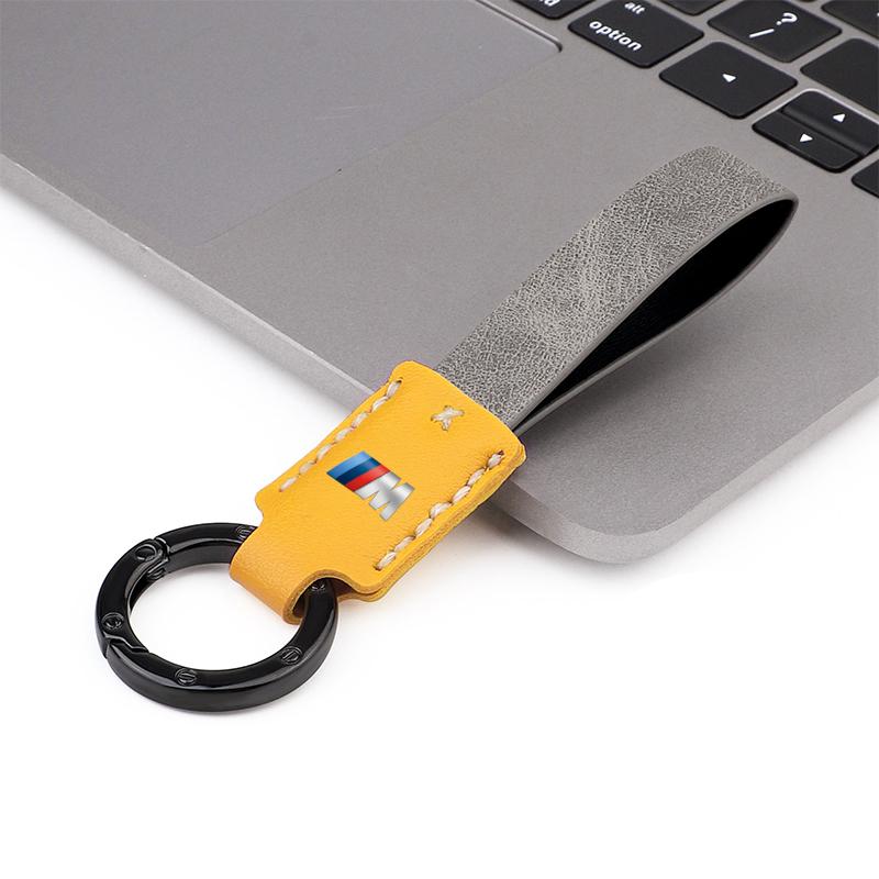M logo Car Nappa Leather Key Chains Long-style Auto Keyrings For BMW X1 X2 X3 X5 X4 X6 X7 iX3 F20 F10 F07 E70 E46 E90 E92 E60 E3 fxdf89