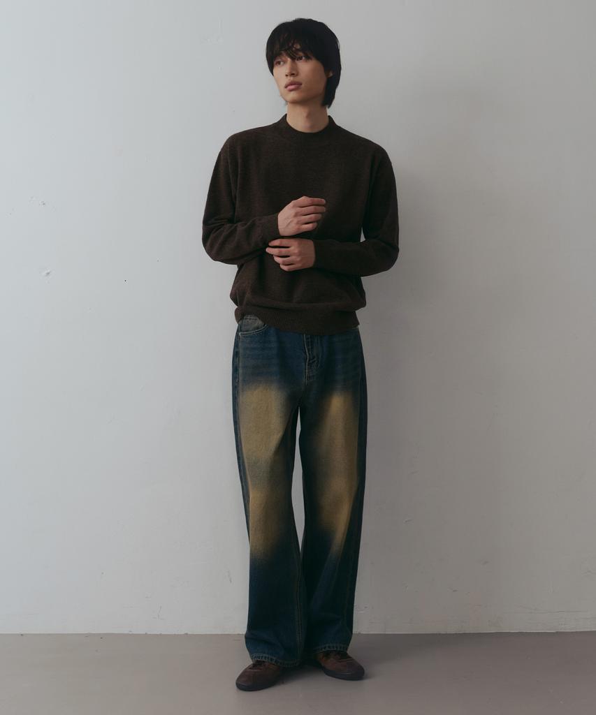 NODU Mock Neck Half Turtleneck Knit [Brown]