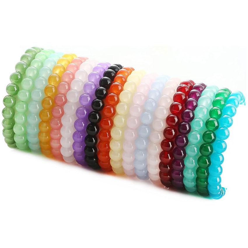 Multi-Color 18-Piece Stretch Bracelet Set: 8mm Matte Glass Beads for Women Random Single Bracelet