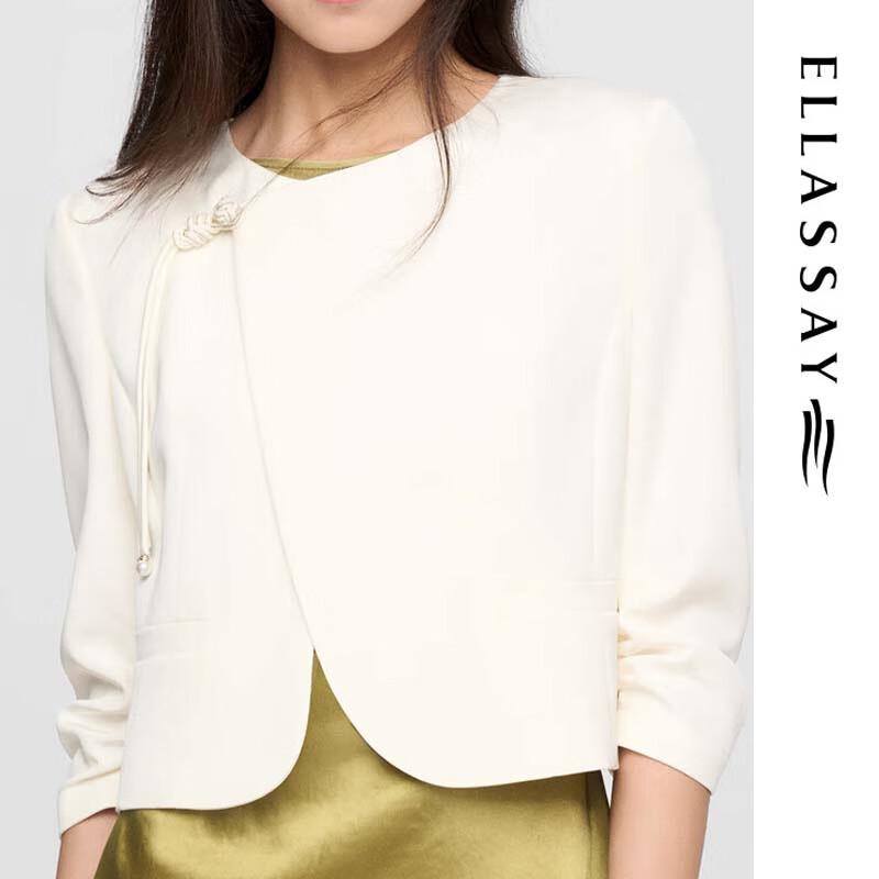 ELLASSAY Women's Elegant Chinese Style Silk Blend Blazer