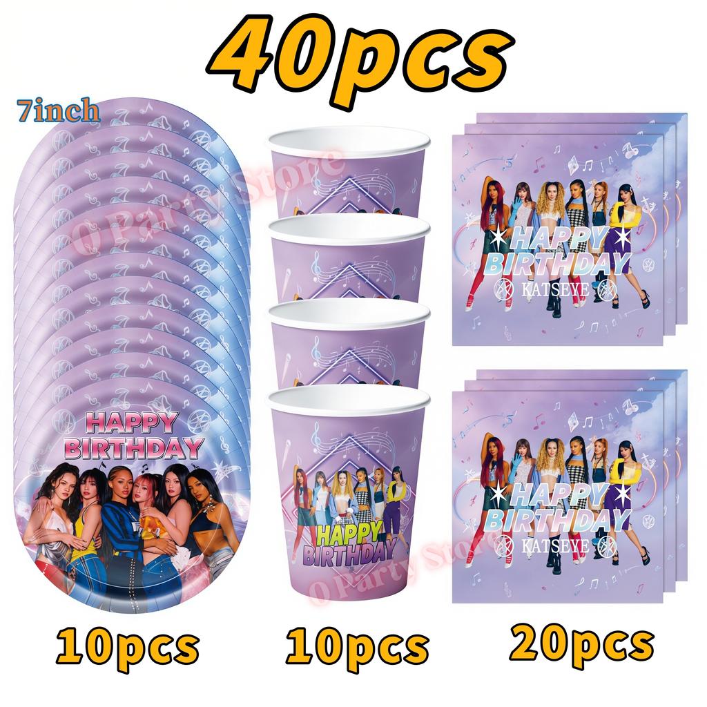 Kpop K&Katseye Birthday Party Decoration Plate Cup Banner Balloon for Girl Party Favor Idol Fans Gift Baby Shower Event Supplies