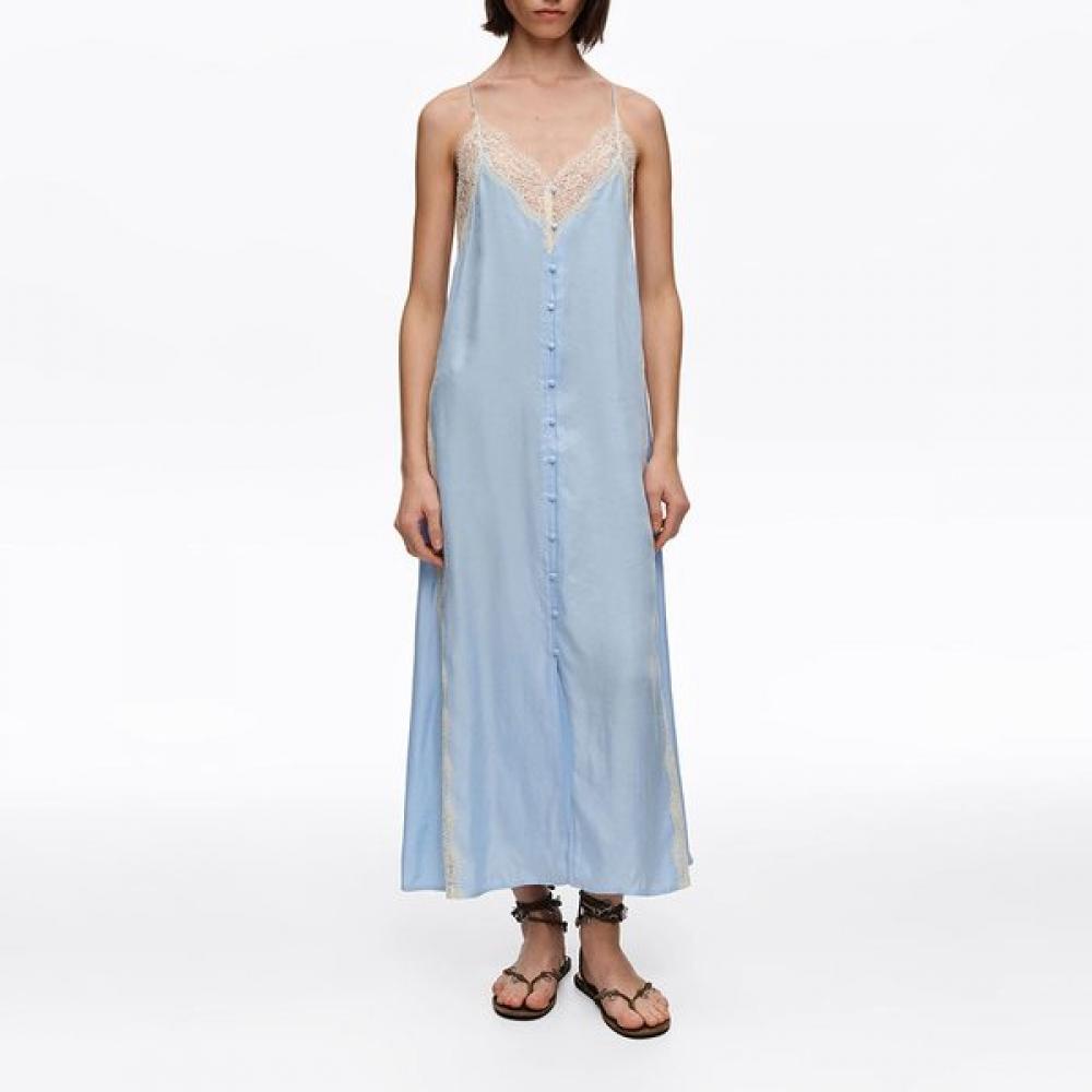 

Bimba Y Lola Slip Dress Contrast Lace Trim Blue B265awo011blb Blue/XS