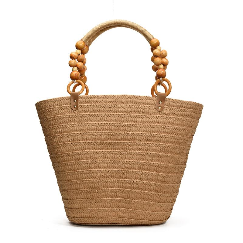 

Соломенная сумка женская большой вместимости темпераментная простая сумка модная для поездок нишевая сумка на плечо отпускной ветер пляжная сумка хаки