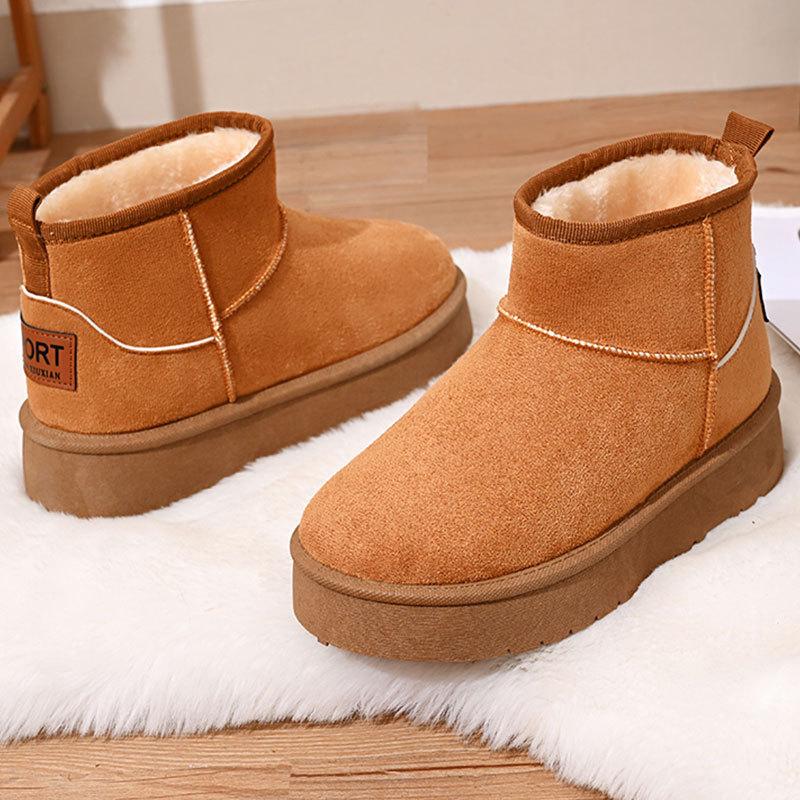 Bottes de neige classiques à plateforme pour femmes, bottines d'hiver chaudes en fausse fourrure, antidérapantes, confortables, doublure polaire en faux daim, bottines courtes
