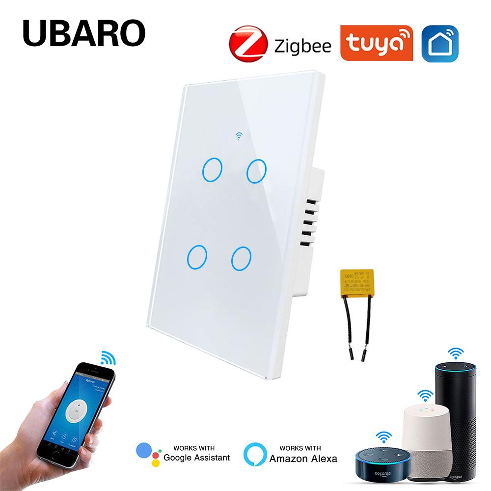 US Standard Zigbee Smart Glass Switch with Alexa Voice Control, App Support, and Customizable Single Zero Fire Switch