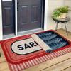 Sardine Can Doormat, Red White Pattern Flannel Rug, Thickened Absorbent Non-Slip Door Carpet for Entryway