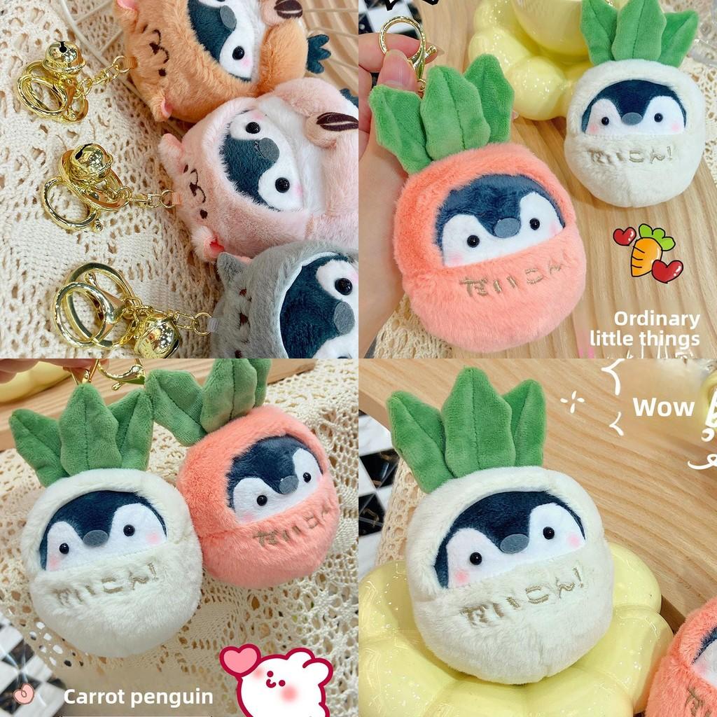 Penguin Cartoon Carrot Plush Keyring With Embroidered Detail For Kids Collectors