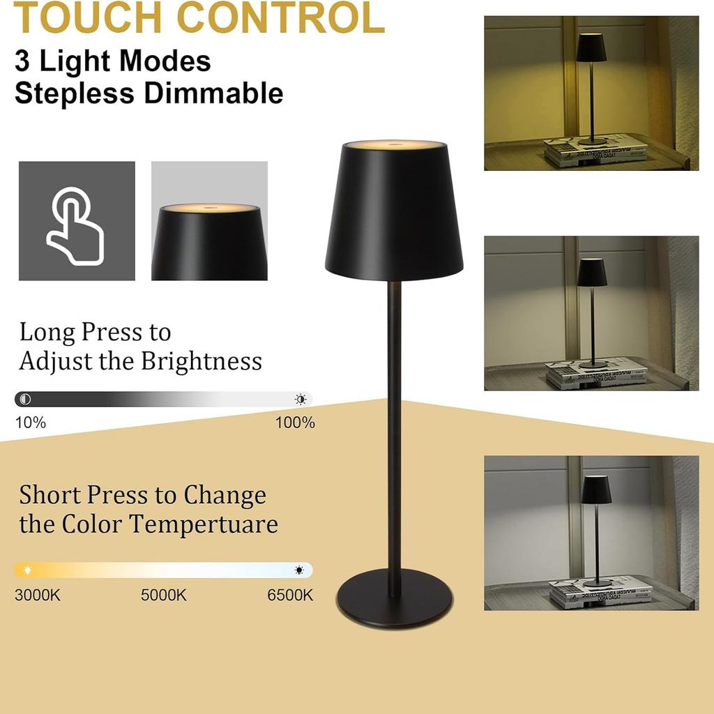 LED Desk Lamp Usb Rechargeable Table Lamp Bar Restaurant Ambiance Wireless Touch Lamps Waterproof Led Lights For Hotel Bedroom