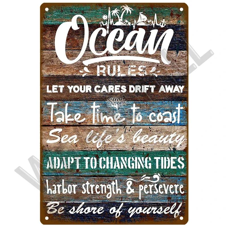 Beach Tin Sign Plaque Metal Summer Sign Metal Plate Wall Decor For Beach Bar House Surf Club Decorative Iron Painting Poster