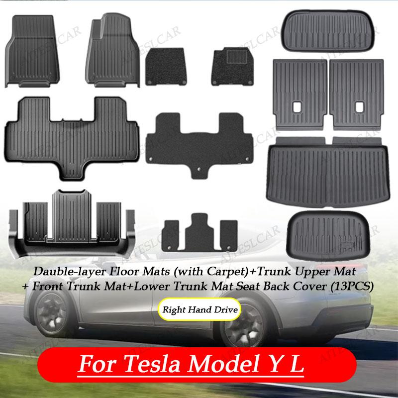 Custom TPE Car Floor Mats For Tesla Model YL Full Coverage Waterproof Anti-slip Durable All Weather Auto Foot Liners Car Interio