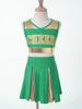 Girl's Cheerleading Uniform Fancy Dress Outfit Cosplay Halloween Costume Crop Top with Skirt and Hand Flowers