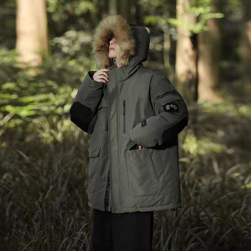 Padded jacket men's autumn and winter 2025 new trendy thickened charging padded jacket casual hooded cargo cotton jacket