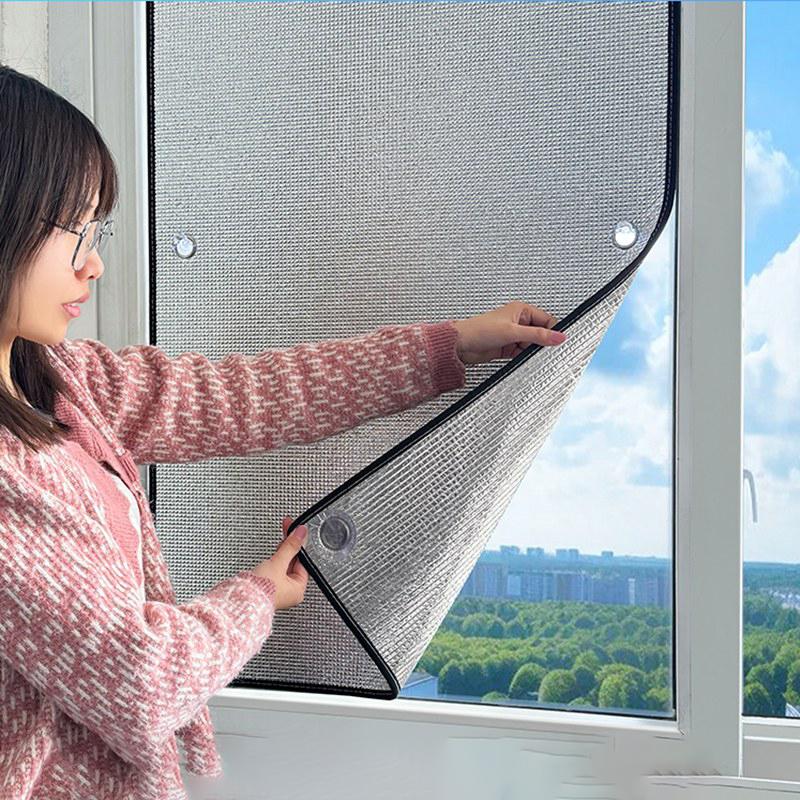 Summer Window Heat Preservation Film Alumunum Foil Self-Adhesive Sunshade Curtain Indoor Windproof Insulation Shading Screen