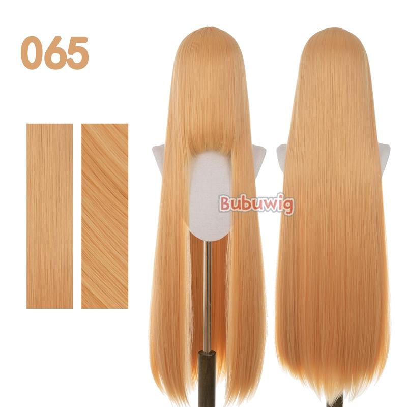 Bubuwig Synthetic Hair 100cm Long Straight Pure Color Cosplay Wigs Over 100 Colors Black White Red Blue Brown Wig Heat Resistant