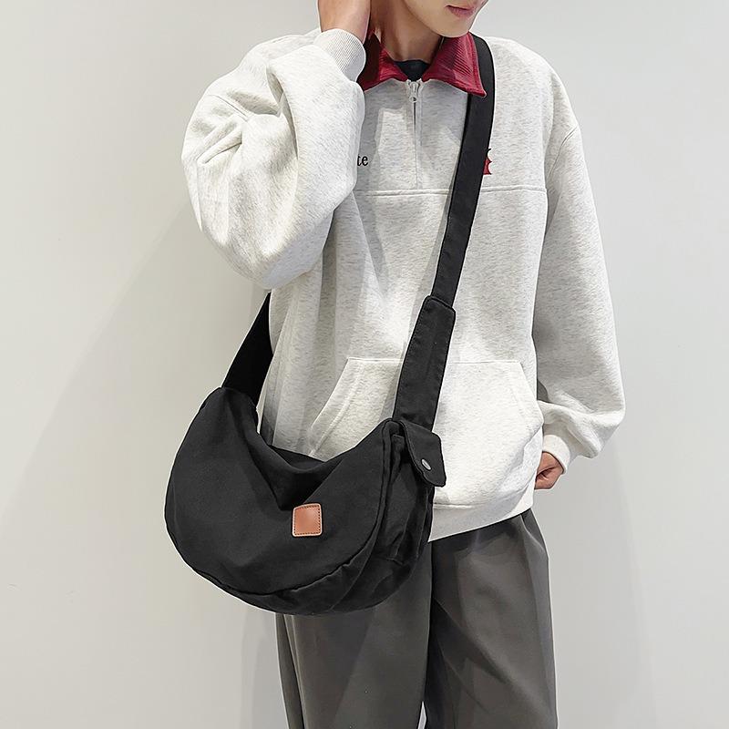 Bags niche lazy wind messenger bags women's casual versatile commuter shoulder bags men's class travel canvas bags
