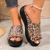 Fashion Fashion 2025 Peep Toe Women's Slippers Summer New Outdoor Casual Leopard Print Plus Size Best Seller Comfortable Wedge Slippers