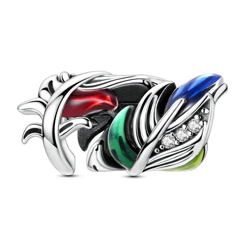 925 Silver Feather Charms Beads Dreamcatcher Lucky Pendants for DIY Bracelets Necklace Women Jewelry Gifts