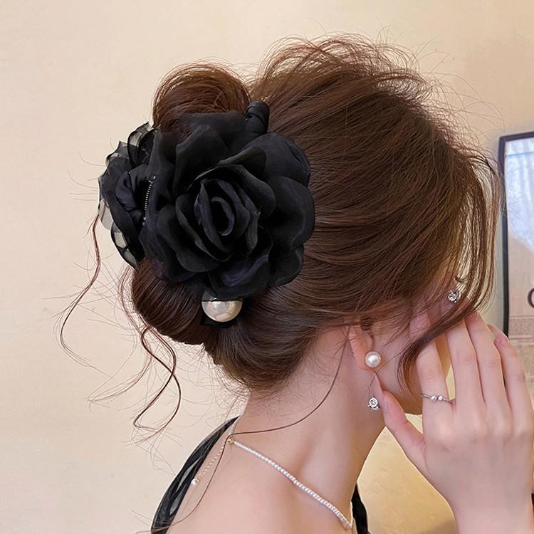 Enchanting Lily Flower Hair Clip: Elegant Shark Clip for Updos