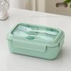 Nordic-Style Stainless Steel Lunch Box with Compartments, Fork, and Spoon - Microwave Safe