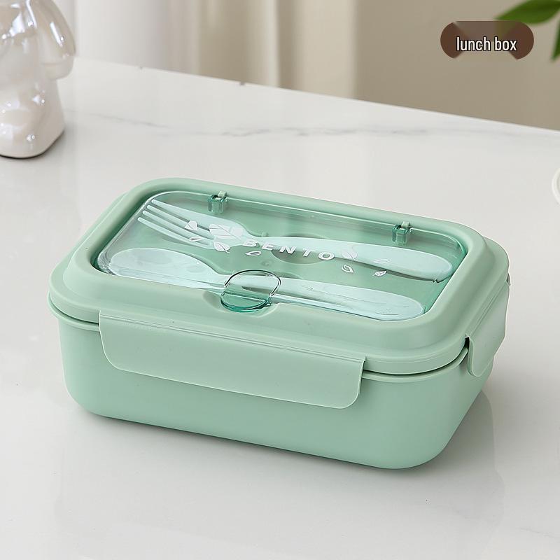 Nordic-Style Stainless Steel Lunch Box with Compartments, Fork, and Spoon - Microwave Safe