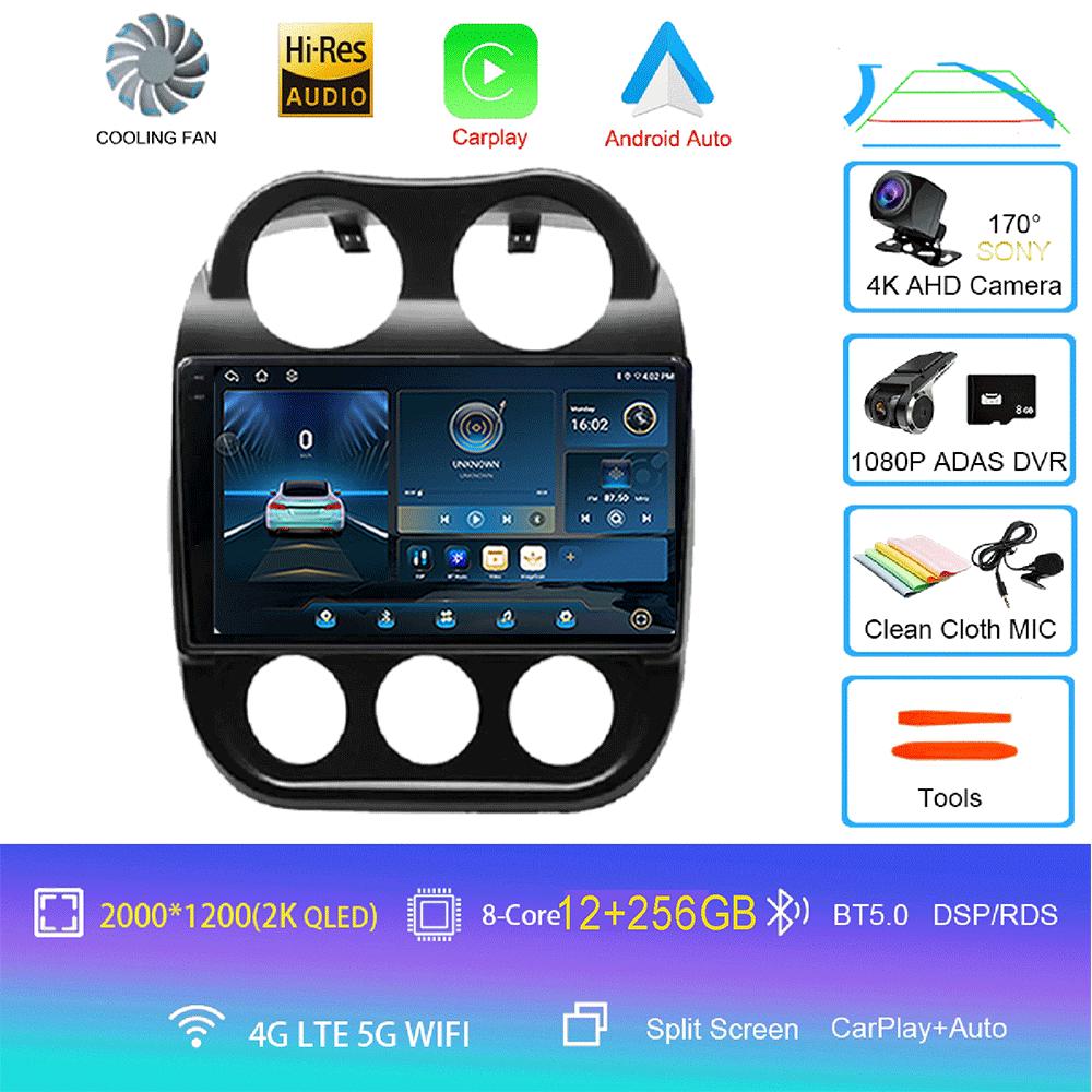 Android14 Video Player Car Radio For Jeep Compass Patriot 2010 - 2016 Autoradio Stereo 2 Din GPS Navigation Carplay DSP OBD CD