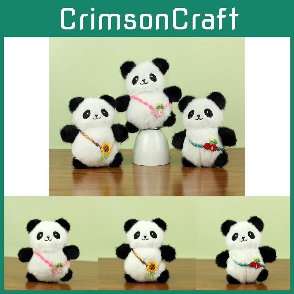 Adorable Plush Panda Keychain Doll For Couples With Colorful Floral 12cm Accents