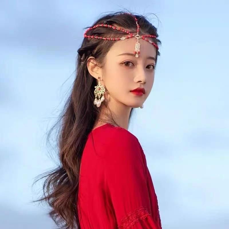 Bohemian Princess Tassel Forehead Pendant - Exotic Ethnic Style Hair Accessory