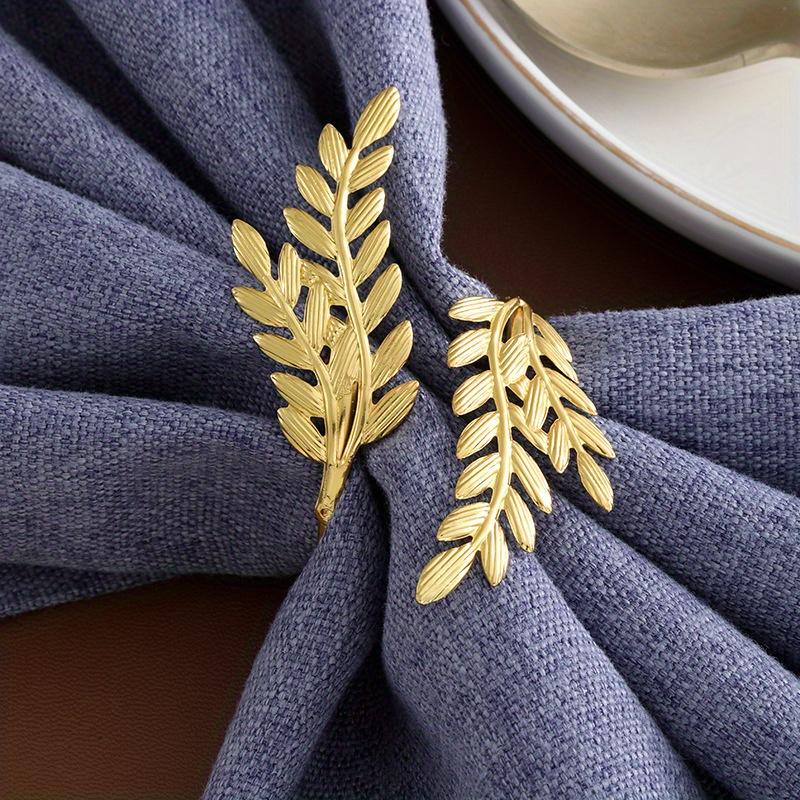 4pcs Restaurant Harvest Festival Golden Wheat Napkin Ring Thanksgiving Napkin Buckle Metal Napkin Ring