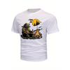 European Sizes Men's Camping Bear & Campfire Graphic T-Shirt -Breathable Summer Tee