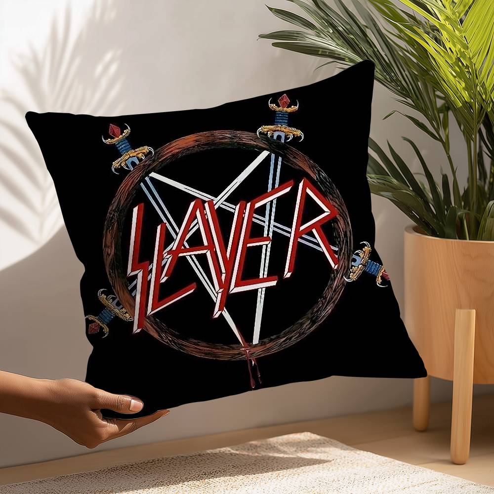 

SlayerS H-Heavy M-Metal Rock Band Pillow Case Plush Fabric Soft Pillowcase Double Sided Print Cushion Cover Household Gifts 12x12Inch