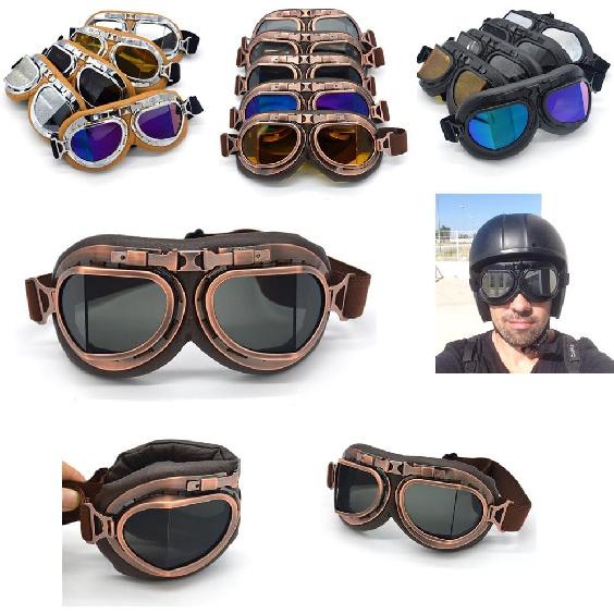 LILSIS Retro Motorcycle Goggles Vintage Moto Classic Pilot Glasses for ATV Bike